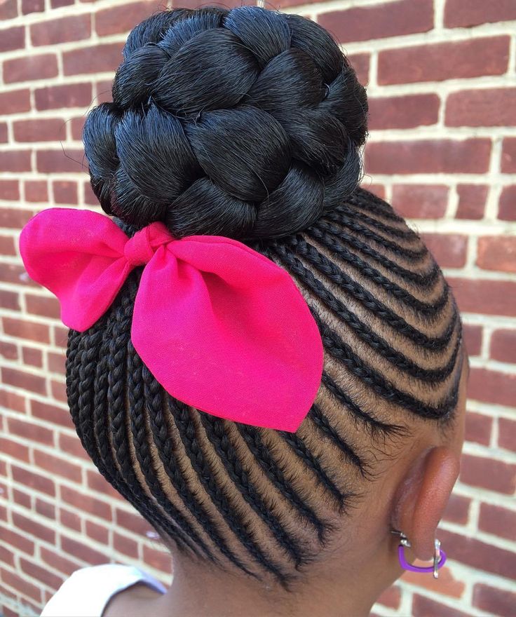 Cornrow Braid Buns For Girls Braids Hairstyles For Black Kids