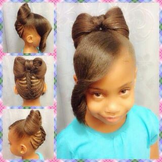 Natural Bow Bun Hairstyle For Girls Braids Hairstyles For Black Kids