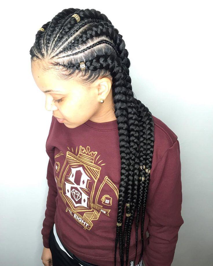142 Likes, 3 Comments - Salon Ramsey (@qthebraider) on Instagram: “Feed-in Cornrows + minis + hair jewelry Want this look? ❌DO NOT WAIT UNTIL THE LAST MINUTE, BOOK…”