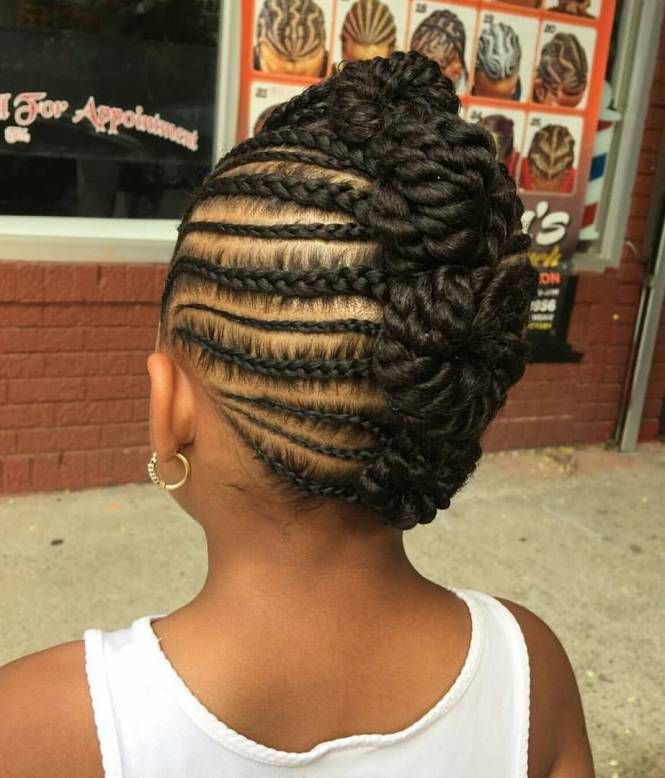 Black Girls Braided Mohawk From Buns