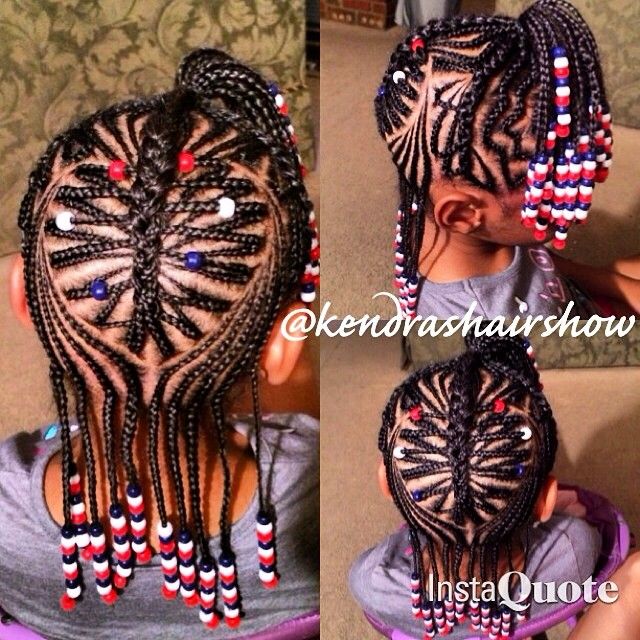 BlessedHands @kendrashairshow Instagram photos | Scorpion Heart Design Cornrows with Beads