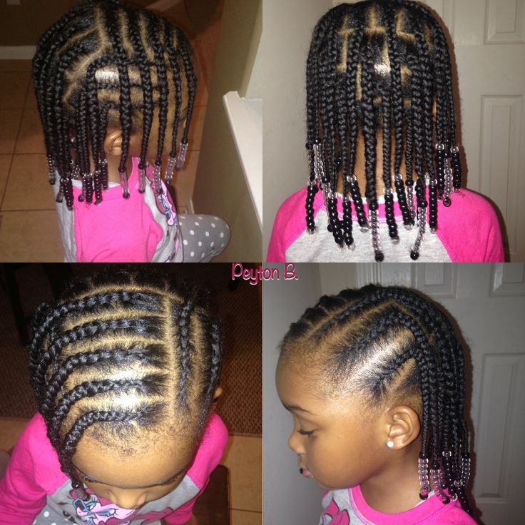 Box braids, cornrows, beads, natural hairstyles for kids