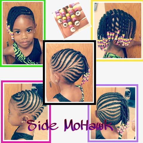 Little girl cornrow Mohawk braids