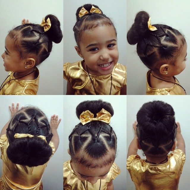 Little girls hairstyle, New year air bun