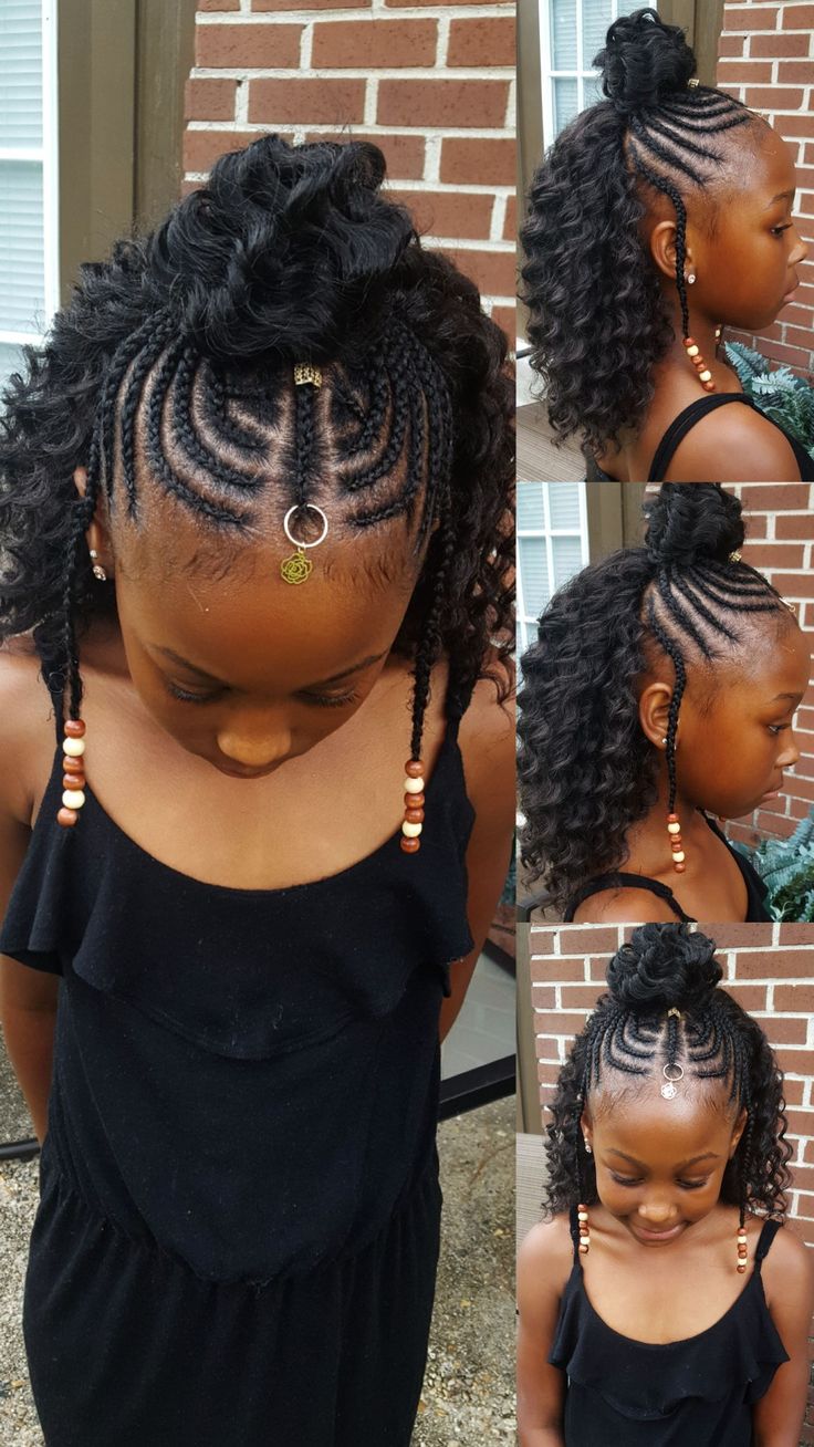 Half Bun Braids For Curly Hair Braids Hairstyles For Black Kids