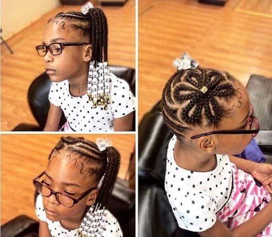 Top 77 Braids for Black Kids 2021 -To Give Them A Beautiful Look To Flaunt 11 Braided Flower On Top With Side Ponytail