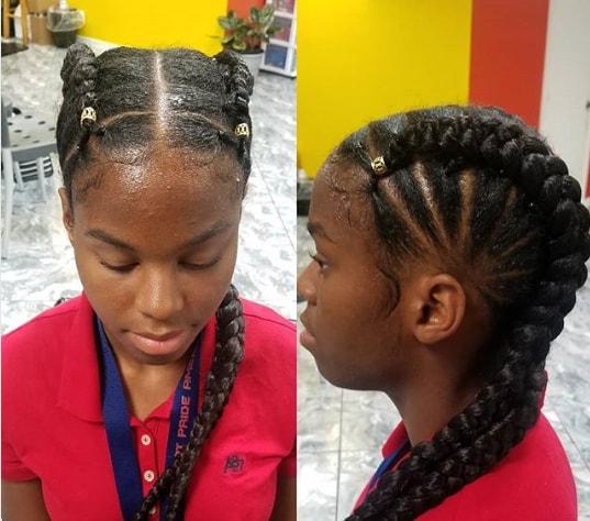 Top 77 Braids for Black Kids 2021 -To Give Them A Beautiful Look To Flaunt 21 Center Parted Hairstyle With Thick Braids On Either Side