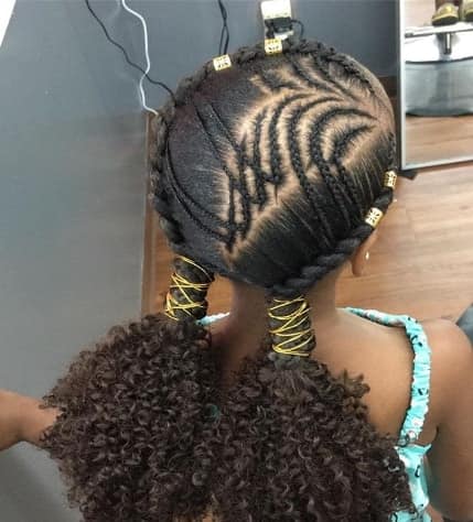 Extravagant Curly Ponytails With Braided Design On Top